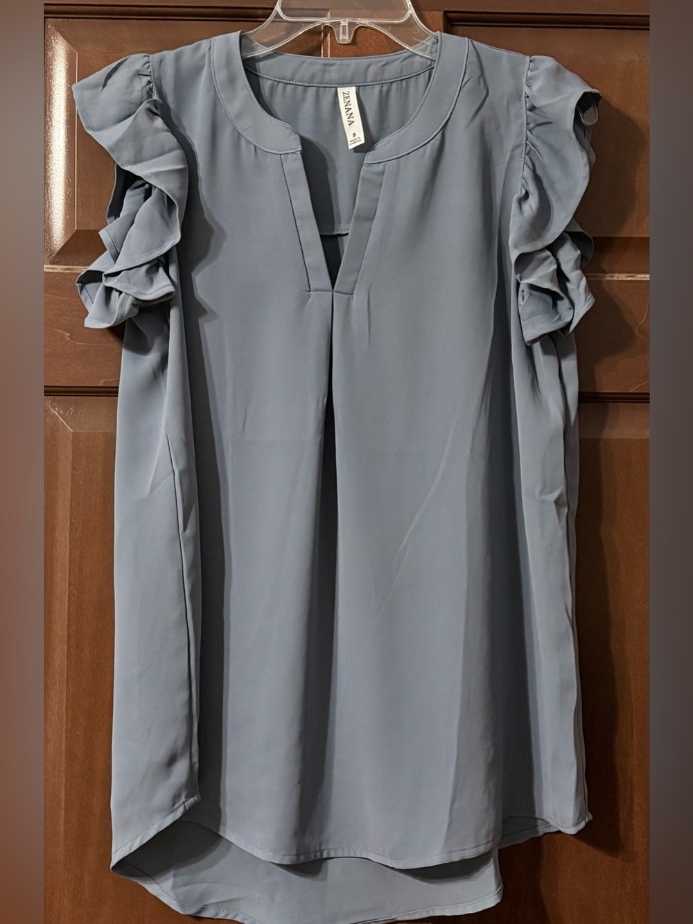 Zenana ruffle sleeve grey tunic top size small